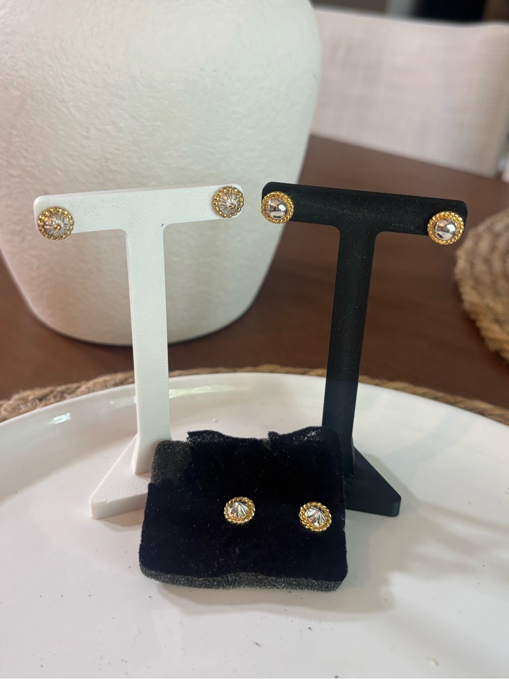 Lightning Ridge Set of 3 Sterling Silver 9mm Crystal Stud Earrings 11.6g Boxed